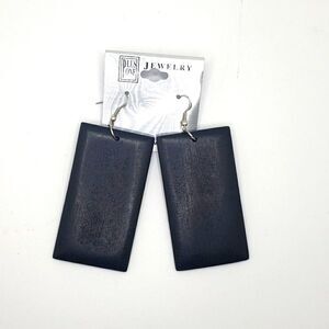 Boho Long black wood rectangle block earrings